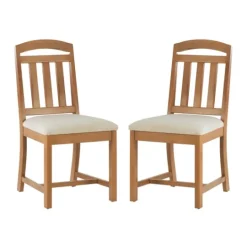 Kirkland's Home Brown Slatted Upholstered Dining Chairs, Set Of 2- Dining Chairs