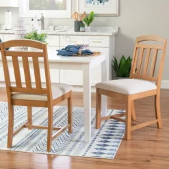 Kirkland's Home Brown Slatted Upholstered Dining Chairs, Set Of 2- Dining Chairs
