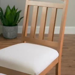 Kirkland's Home Brown Slatted Upholstered Dining Chairs, Set Of 2- Dining Chairs