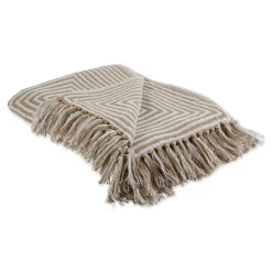 Kirkland's Home Brown Stone Square Stripes Throw- Blankets & Throws