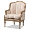 Kirkland's Home Brown Striped Upholstered Accent Chair- Accent Chairs