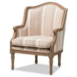 Kirkland's Home Brown Striped Upholstered Accent Chair- Accent Chairs