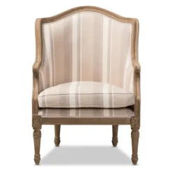 Kirkland's Home Brown Striped Upholstered Accent Chair- Accent Chairs