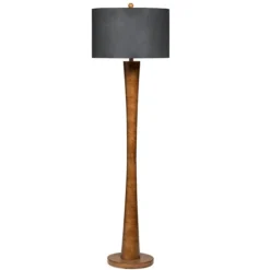 Kirkland's Home Brown Tapered Base Velvet Shade Floor Lamp- Floor Lamps