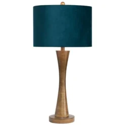 Kirkland's Home Brown Tapered Base Velvet Shade Table Lamp- Table Lamps