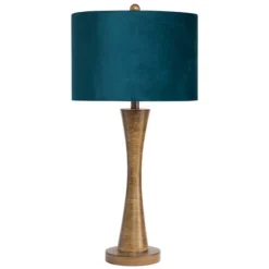 Kirkland's Home Brown Tapered Base Velvet Shade Table Lamp- Table Lamps