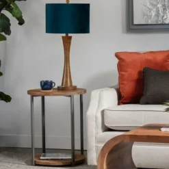 Kirkland's Home Brown Tapered Base Velvet Shade Table Lamp- Table Lamps