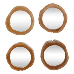 Kirkland's Home Brown Teak Wood Frame Wall Mirrors, Set Of 4- Decorative Mirrors