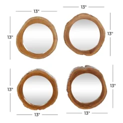Kirkland's Home Brown Teak Wood Frame Wall Mirrors, Set Of 4- Decorative Mirrors