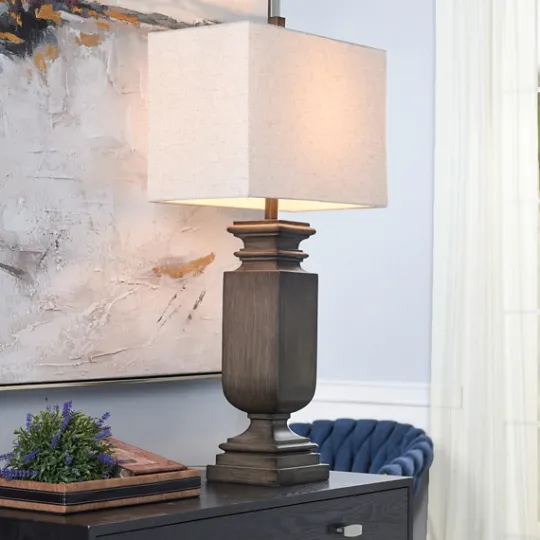 Kirkland's Home Brown Traditional Rectangular Table Lamp- Table Lamps
