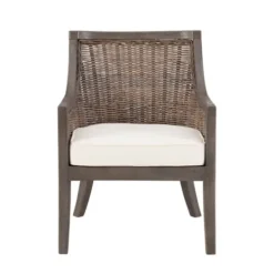 Kirkland's Home Brown Wicker Wood Curved Back Accent Chair- Accent Chairs