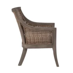 Kirkland's Home Brown Wicker Wood Curved Back Accent Chair- Accent Chairs