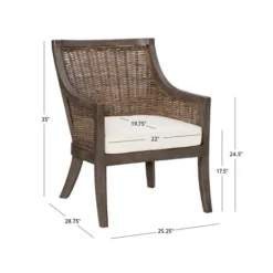 Kirkland's Home Brown Wicker Wood Curved Back Accent Chair- Accent Chairs