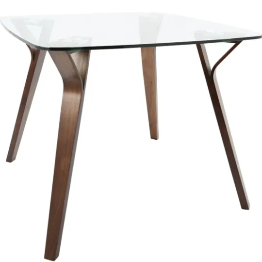 Kirkland's Home Brown Wood & Glass Midcentury Modern Dining Table- Dining Tables