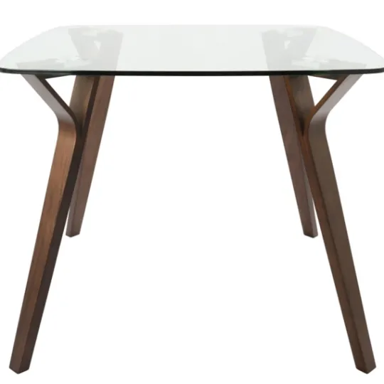 Kirkland's Home Brown Wood & Glass Midcentury Modern Dining Table- Dining Tables