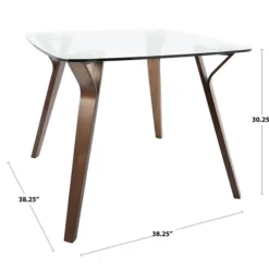 Kirkland's Home Brown Wood & Glass Midcentury Modern Dining Table- Dining Tables