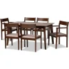 Kirkland's Home Brown Wood And Beige Upholstered 7-Pc. Dining Set- Dining Tables