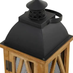 Kirkland's Home Brown Wood And Black Mesh Lanterns, Set Of 2- Lanterns