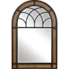 Kirkland's Home Brown Wood And Black Metal Arch Frame Mirror- Decorative Mirrors