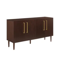 Kirkland's Home Brown Wood And Gold 4-Door Cabinet- Cabinets & Sideboards