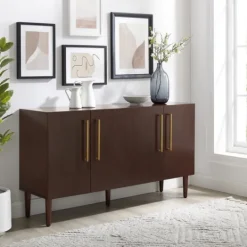 Kirkland's Home Brown Wood And Gold 4-Door Cabinet- Cabinets & Sideboards