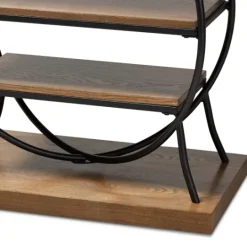 Kirkland's Home Brown Wood And Metal Circle Center Console Table- Console Tables