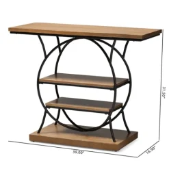 Kirkland's Home Brown Wood And Metal Circle Center Console Table- Console Tables