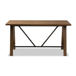 Kirkland's Home Brown Wood And Metal Linear Base Desk- Office Furniture