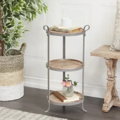 Kirkland's Home Brown Wood And Metal 3-Tier Side Table- Accent & End Tables