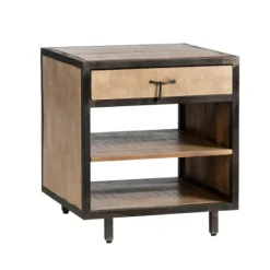 Kirkland's Home Brown Wood And Metal Trim Single Drawer Side Table- Accent & End Tables
