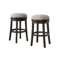Kirkland's Home Brown Wood Backless Swivel 2-Pc. Bar Stool Set- Bar Stools & Counter Height Stools