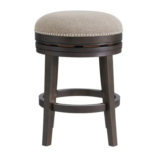 Kirkland's Home Brown Wood Backless Swivel Counter Stool- Bar Stools & Counter Height Stools