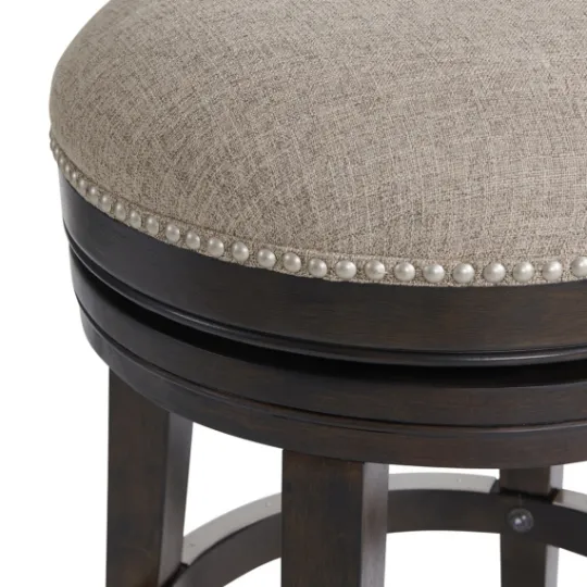 Kirkland's Home Brown Wood Backless Swivel Counter Stool- Bar Stools & Counter Height Stools