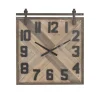 Kirkland's Home Brown Wood Black Metal Accent Square Wall Clock- Clocks