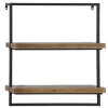Kirkland's Home Brown Wood Black Metal Frame Wall Shelves- Shelves