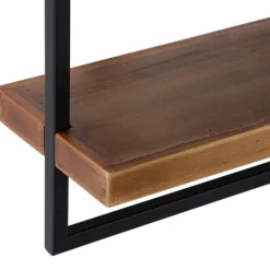 Kirkland's Home Brown Wood Black Metal Frame Wall Shelves- Shelves