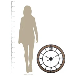 Kirkland's Home Brown Wood Black Metal Open Cut Out Wall Clock- Clocks