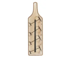 Kirkland's Home Brown Wood Bottle Frame Metal Bracket Wine Holder- Wall Storage