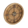 Kirkland's Home Brown Wood Frame Black Metal Cutout Wall Clock- Clocks