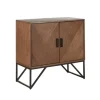 Kirkland's Home Brown Wood Frame Metal Base 2-Door Cabinet- Cabinets & Sideboards