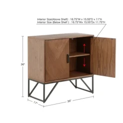 Kirkland's Home Brown Wood Frame Metal Base 2-Door Cabinet- Cabinets & Sideboards