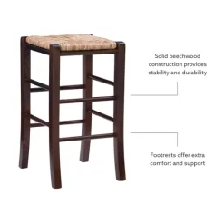 Kirkland's Home Brown Wood Grass Backless 2-Pc. Counter Stool Set- Bar Stools & Counter Height Stools