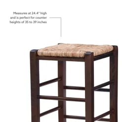 Kirkland's Home Brown Wood Grass Backless 2-Pc. Counter Stool Set- Bar Stools & Counter Height Stools