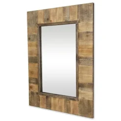 Kirkland's Home Brown Wood Paneled Frame Wall Mirror- Decorative Mirrors