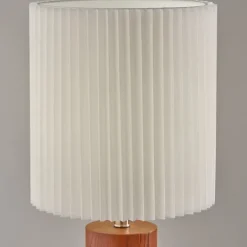 Kirkland's Home Brown Wood Pleated Shade Table Lamp- Table Lamps
