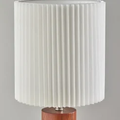 Kirkland's Home Brown Wood Pleated Shade Table Lamp- Table Lamps