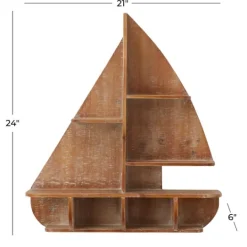 Kirkland's Home Brown Wood Sailboat Wall Shelf- Shelves