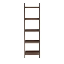 Kirkland's Home Brown Wooden Five-Tier Ladder Bookshelf- Bookshelves