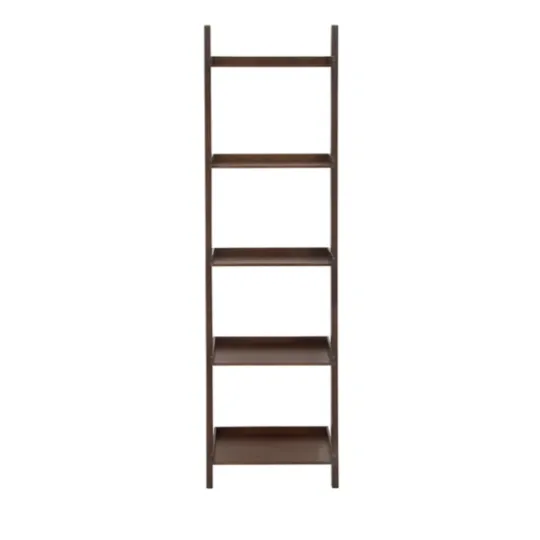 Kirkland's Home Brown Wooden Five-Tier Ladder Bookshelf- Bookshelves