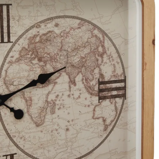 Kirkland's Home Brown World Map Rectangular Wall Clock- Clocks